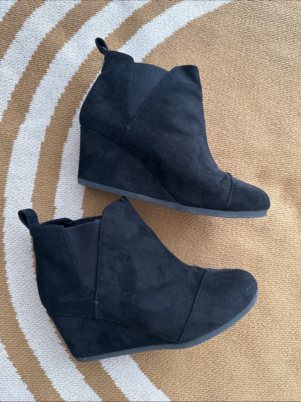 Women’s Black Suede Wedge Ankle Boots